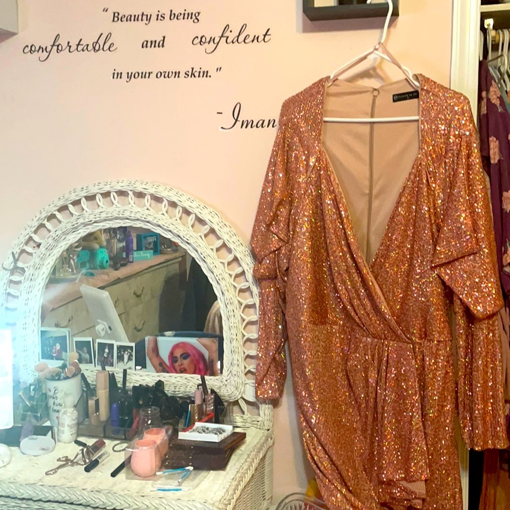 Sequin rose gold dress